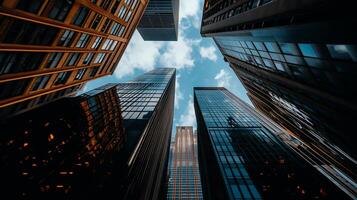 Tall buildings in the city with sky in the background photo