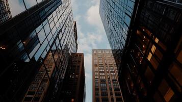 A view of tall buildings in a city photo