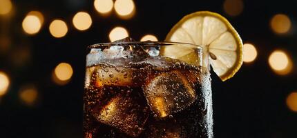 Refreshing Soda with Lemon Garnish photo