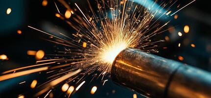 A close up of a spark from a welding machine photo