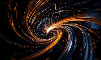 Abstract swirling vortex of light streaks. Dynamic energy in motion photo