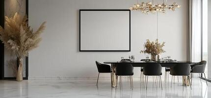 Modern Dining Area with Empty Frame photo