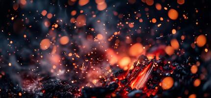 A close up of a fire with sparks and flames photo