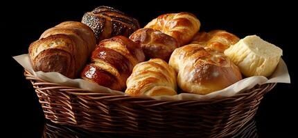 Assorted baked goods in a basket photo