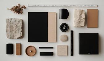 Minimalist design elements, various shapes and textures photo