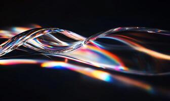 Abstract iridescent waves on a dark background photo