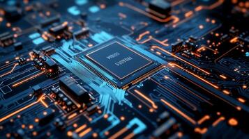 Close-up circuit board with CPU photo