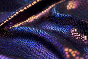 Close-up of iridescent snake skin fabric photo