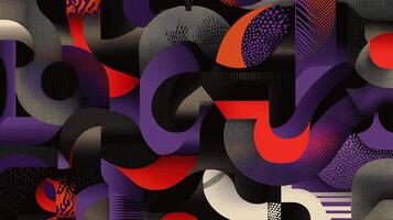 Abstract art with vibrant curves, textured surfaces, and bold color contrasts photo