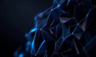 Abstract dark blue low-poly 3D mesh photo