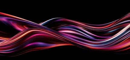 Abstract flowing waves of vibrant, multicolored light against a dark background photo