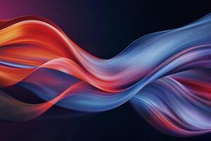 Abstract swirling vibrant red and blue waves on dark background photo