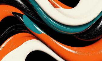 Abstract, dynamic, paint-like, swirling, colorful, shapes photo