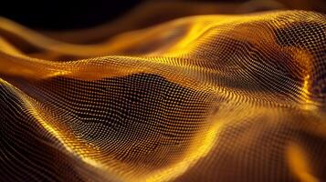 Golden, flowing, mesh-like abstract texture photo