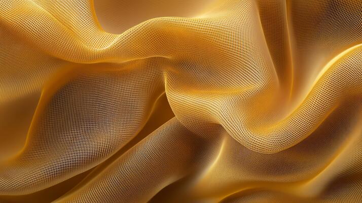 Golden fabric with soft, flowing drapes and subtle texture
