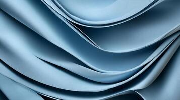 Serene blue fabric folds, elegant curves, smooth texture photo