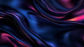 Abstract dark fabric folds with vibrant colors. Deep hues of blue, purple, and pink. Smooth, flowing lines create a sense of movement and texture photo