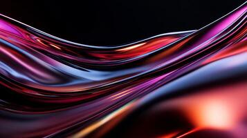 Abstract flowing metallic textile with vibrant, iridescent hues photo
