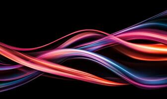 Abstract vibrant swirls on dark background photo