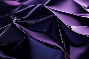 Dark purple, glossy, abstract texture with folded, warped surface photo