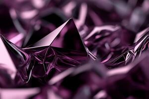 Polished purple pyramids nestled in a textured, reflective surface photo