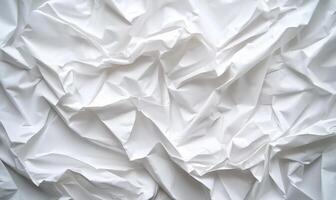 Abstract textured white fabric with deep folds and creases photo