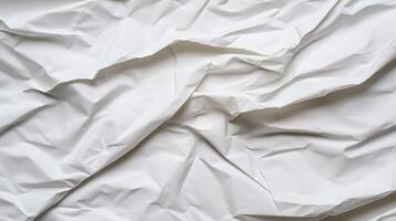 White crumpled bed sheet with crumpled sheets photo