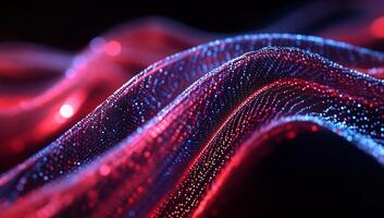 Red and blue particle wave flowing abstract art photo