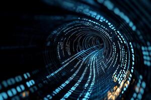 Abstract swirling tunnel of binary code photo