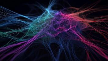 Abstract colorful network, glowing threads photo