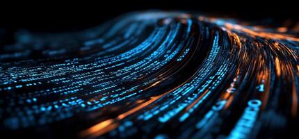 Abstract digital data stream flowing in wave motion photo