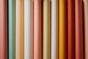 Pastel paper rolls arranged vertically photo