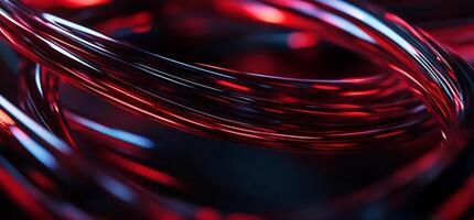 Abstract red and blue glowing lines swirl photo