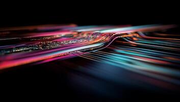 Abstract digital artwork of glowing, flowing data streams photo