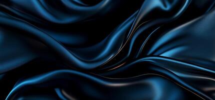 Dark blue silk fabric with elegant flowing folds and luxurious texture photo