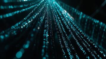 Glowing digital streams converge, forming abstract data flow photo