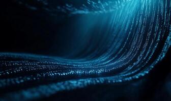 Glowing blue data wave, abstract digital art photo