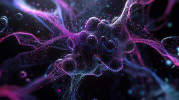 Abstract cellular structure, glowing vibrant colors, intricate network photo