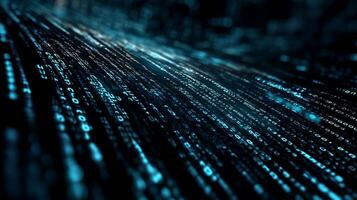 Abstract digital data stream, glowing binary code lines photo