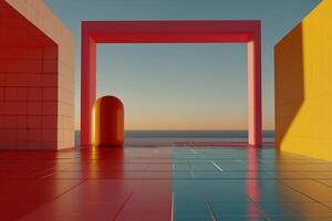 Colorful geometric architectural scene photo