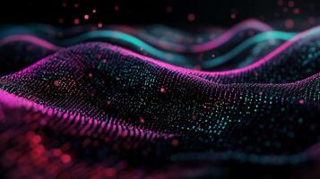 Abstract wave of particles. Colorful, dynamic display of data points photo