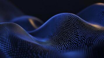 Abstract digital wave. Dynamic data points form undulating surface photo