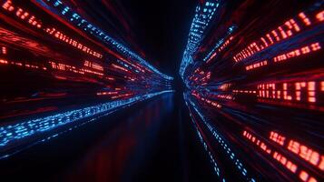 Digital data tunnel, vibrant colours photo