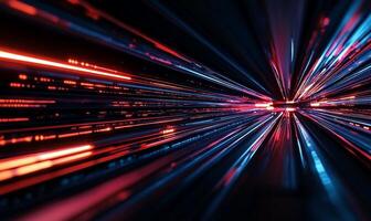 Digital tunnel of light streaks photo