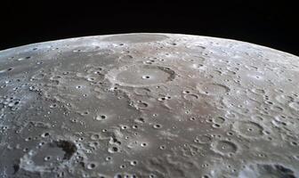 The moon's surface is shown from above photo