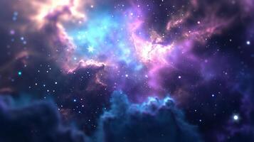 Cosmic nebulae, vibrant colors, swirling clouds of gas and dust, distant stars, deep space photo