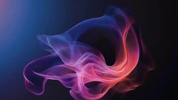 Abstract swirling shapes of vibrant colors in a dark background. Intricate, flowing forms photo