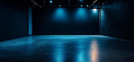 Empty Studio Space with Blue Lighting photo