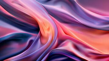 Vibrant, flowing fabric drapes in a gradient of pinks, purples, and oranges. Detailed folds and textures photo
