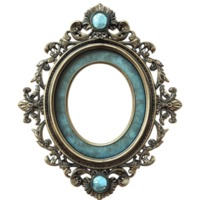 An ornate gold frame with turquoise stones png